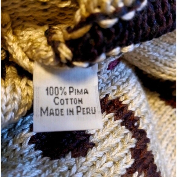 NOS VTG Peruvian Connection Poppies Art-Wear Pima Cotton Cardigan Sweater Sz Lg - Picture 9 of 10